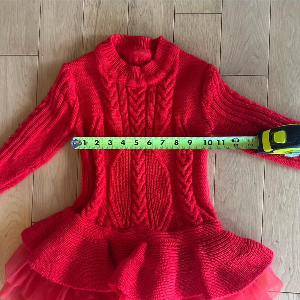 Red Knit Dress with Ruffled Skirt size 5 - Picture 7 of 7